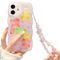 NITITOP Compatible for iPhone 12 Case Cute Animal with Flower Beaded Lanyard Wrist Strap Clear Cartoon Bear for Women Girls, Soft TPU Full Protective - Purple Bear