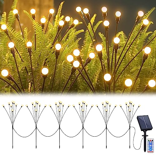 JIMACRO Solar Garten Dekorative Lichter, 6 Stück 8 LEDs Glühwürmchen Lichter Solar Außen, Wasserdicht Glühwürmchen Leuchte mit 8 Beleuchtungsmodi für Fußweg Yard Patio Walkway