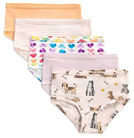 Burt's Bees Baby Toddler Girls' Underwear, Organic Cotton Panties, Tag-Free Comfort Briefs, Pack of 5