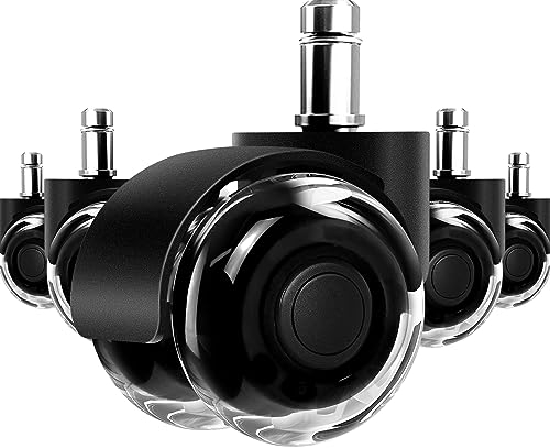 Bürostuhl Rollen 5er Set, 11mm x 22mm Hartboden Rollen 360 Grad Drehung ohne Kratzer Superleise Schreibtischstuhl Rollen für Hartholzböden, Bürostühle, Drehstühle, Teppich, Laminat und Fliesen