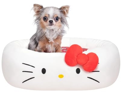 Hello Kitty and Friends Haustierbett, Nackenrolle mit Charakter-Design, maschinenwaschbar, herausnehmbarer Einsatz, Größe S