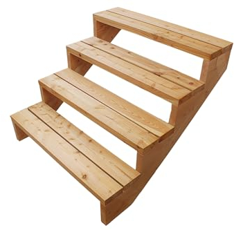 Gartenwelt Riegelsberger Terrassentreppe Breite 120 cm Treppe mit 4 Stufen Geschosshöhe 72 cm Massivholz Lärche Komplett-Set Wangen, Bohlen & Schrauben