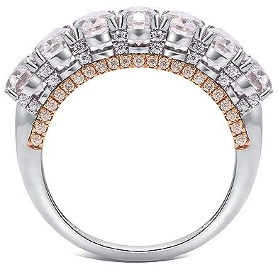 ANAZOZ Ring Damen Zweifarbig 750, Trauringe für Damen Ovaler Moissanit Ring 4X6Mm Größe 58 (18.5)