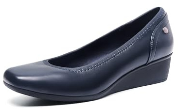 DREAM PAIRS Zapatos de Tacón con Cuña Alto Clásicos Mujer Zapatillas con Tacón Zapatos de Salón PU,Size 41,Marino-PU,SDPU2418W