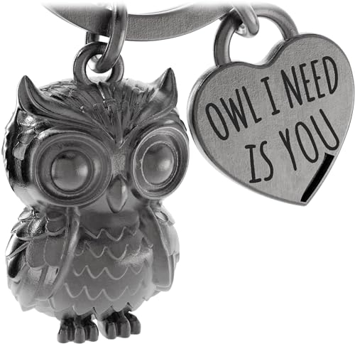 LANOLU Schlüsselanhänger Eule Kuschelkautz, Eulen Geschenke, Mutmacher Geschenk, Glücksbringer Schlüsselanhänger Freundschaft Geschenke, Owl I Need Is You