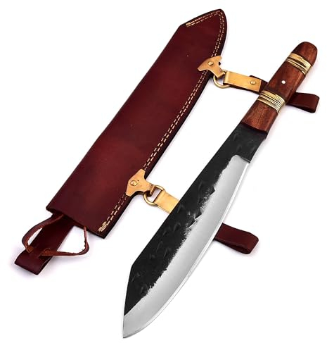 Couteau viking avec fourreau en cuir/laiton forgé à la main en acier 1095 MAQ1822