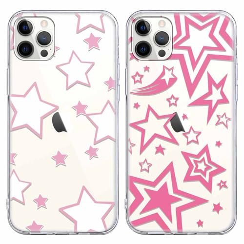 Yoedge 2 Pack Transparent Phone Case Compatible with iPhone 11 Pro 5.8, Ultrathin Soft Silicone TPU with Aesthetics Pattern, Shockproof Bumper Protector Matte Cover for iPhone 11 Pro, star