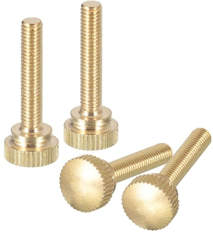 QUARKZMAN M5x25mm Rändelschraube, 4 Stück Messing Rändelschraube Bolzen mit Schultergriffknöpfen Befestigungselemente, Messingfarbe