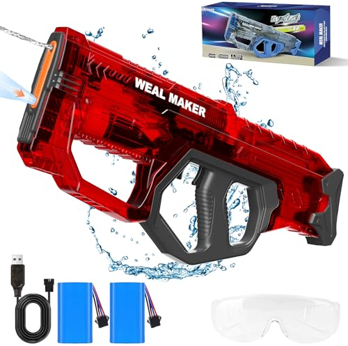Pistola Ad Acqua Elettrica Potente, IP67 Impermeabile Per Adulti/Bambini, Pistole Ad Acqua E Fucili Automatici, Portata 8-10 M, Pistole Ad Acqua Per Spiaggia, Piscina, Giardino, Festa Estiva(Rosso)
