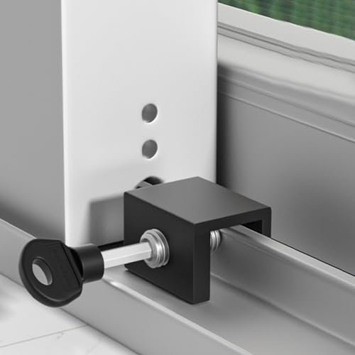 Localizador de centro de ventana, fijador de límite, puerta corrediza de centro comercial y pestillo de centro de ventana, bloqueo de seguridad de vidrio deslizante a presión (negro)