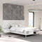 Forte Sirius Crown Bett 280 290, modernes Bett + 2 Nachtkommoden mit 2 Schubladen, weißes Bettgestell, Holzwerkstoff, Weiß/Weiß Hochglanz, 287 cm breit x 119,7 cm hoch x 234,7 cm tief