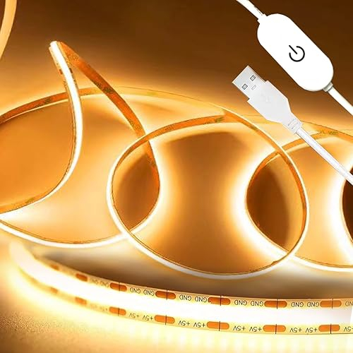 WNSNOU Striscia LED USB 5 V, luce bianca calda, 3000 K, 2 m, illuminazione a LED per TV, 640 LED, dimmerabile, CRI90 +, flessibile, per camera da letto, casa, illuminazione fai da te (3000 K, 2 m)