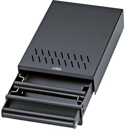 cilio Sudschublade BARISTA, herausnehmbare Schublade, 36,5 x 21 x 7,7 cm | Edelstahl rostfrei, pulverbeschichtet, hochwertiger Kunststoff, abnehmbarer Gummisteg, rutschfeste Füße