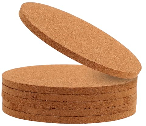 6 Stück Untersetzer Gläser Korkuntersetzer rund, 10 cm korkuntersetzer für Getränke, Schreibtischuntersetzer, runde Untersetzer-Set für Tassen, Becher, Getränke, Pflanzenuntersetzer DIY-Bastelarbeiten