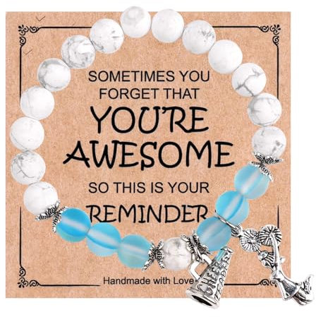 PEUTIER Cheer Armband mit Ermutigungskarte, Cheerleading Armbänder Cheerleading Schmuck Cheerleading Geschenke Charm Armband für Cheer Team Cheerleader