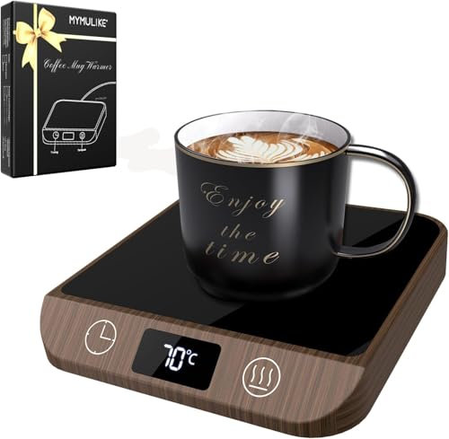 MYMULIKE Mug Warmer, With 6 Temperatures(45℃-70℃) LED Backlit Display Coffee Mug Warmer & 1-12 Hour Timer Auto Shut Of Coffee, Tea, Milk, Candle Warmer for Office or Home