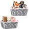 APITOS DogToy Basket,Metal Dog Toy Box,2 pack Large Wire Storage Basket with Dog bone pattern Fabric Liner,Chew-Proof-Dog Basket, for LeashesBlanketsToysPet Toy Organiser Boxes