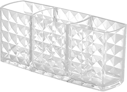 VILLCASE Tube De Stockage De Modèle De Diamant Étagère Organisateur De Bureau Trousse De Maquillage Crayons De Couleur Pots à Stylos Pour Bureau Pinceaux à Maquillage Transparent