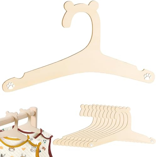 10 Stück Kinderkleiderbügel, Baby Kleiderbügel, Holz Kleiderbügel für Kinder & Baby, für Kleidung, Hosen & Spielzeug