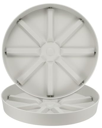 M METERXITY 2-Pack Plant Saucer, 12 Inch Flower Pot Saucers, Thicker Anti-Rot Root Plastic Plant Saucer for Indoor/Outdoor Potted Plant/Plant Water Catcher Tray [Cream]