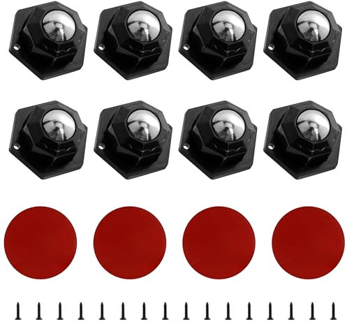 YSDMY 8 Stück Schwarz Möbelrollen 20mm Rollen für Möbel,360 Grad Rollen für Küchengeräte Selbstklebendes Rollenrad Kugelrollen für Möbel,Mini Möbelrollen Rollen für Kleinmöbel Mülleimerbox
