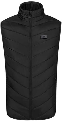 Heatwave Electric Heated Vest Unisex USB Rechargeable Waistcoat Winter Body Warmer Jacket Heated Gilet Sleeveless Coat for Outdoor Activities Black, S-M