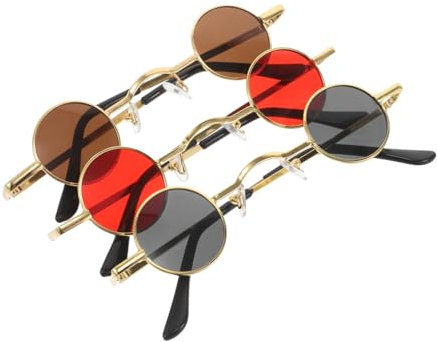 CAXUSD 3St Kleiner runder Brillenrahmen Vintage Sonnenbrille Retro Sonnenbrille Eyewear für Reisen Brille mit Farbfilter er Jahre Brille Steampunk-Brille Trendige Vintage-Sonnenbrille STK