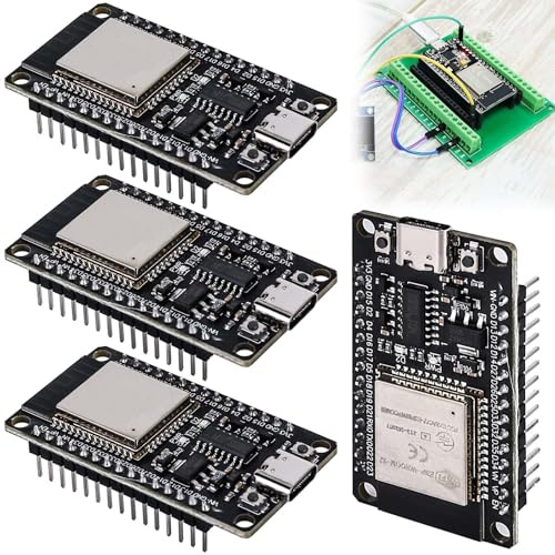 Behogan 4 Stücke ESP32 Entwicklungsplatine NodeMCU Modul: ESP32 Typ C NodeMCU Entwicklungsplatine, ESP-WROOM-32, 2,4 GHz Dual-Mode WiFi + Bluetooth Dual Cores Mikrocontroller integriert, CH340C Chip