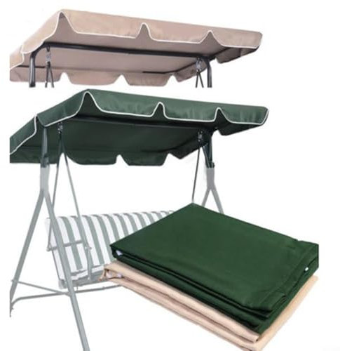 GLFLOW Toldo para columpio de jardín, 164 x 114 x 15 cm, impermeable, cubierta superior de repuesto para toldo de tela Oxford 210D para columpios de 3 asientos, beige, café y verde (beige)