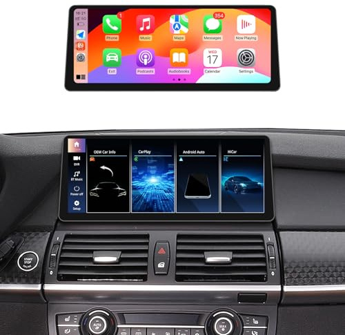 Uckazy 12.3 Zoll für BMW X5/X6 E70/E71 CCC 07-10 CarPlay Android | Ultra-schmaler 12.3 Zoll QLED 1920x720.Kabelloses CarPlay & Android Auto.Schnelles Linux , kein Ruckeln. Plug & Play.