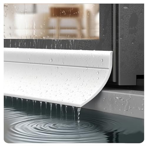 300cm Barrera de Lluvia Autoadhesiva para Ventanas - Deflector de Lluvia Puerta Flexible for Ventanas, Flexible y Cortable Barra De Goma Impermeable para Burlete Ventana(Blanco,25mm)