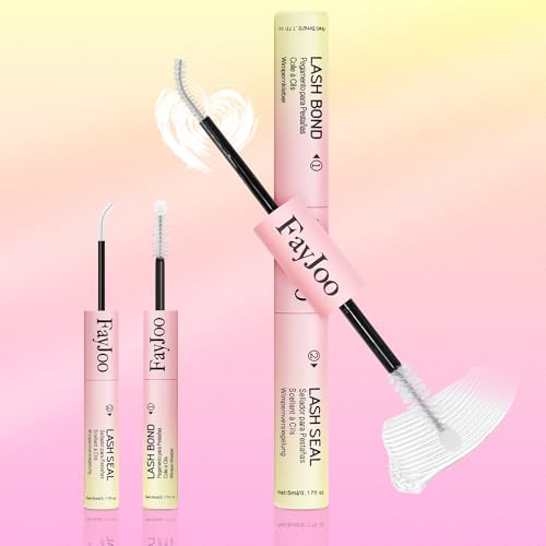 FayJoo 2-in-1 Lash Bond & Seal, Long-Lasting Up to 7 Days Eyelash Adhesive, Hypoallergenic Quick-Dry Waterproof, Strong Flexible Hold Glue for Cluster/Individual/Strip Lashes, 5ml+5ml, White/Clear
