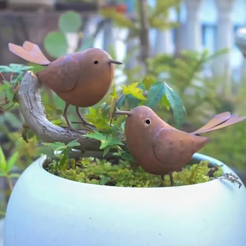 JACKANNA Herbst Deko,2 Stück Gartendeko Metall Deko Vögel Herbst Dekoration | Herbstdeko Draußen, Outdoor und Garten Vintage Singvogel Figuren Gartenstecker für Hof, Garten und Bauernhaus Dekor