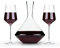 Viski Set of 3, Lead-Free Premium Crystal Clear Glass Modern, Stemmed, Flat Bottom, 16oz (473ml) and 30oz (887ml), Raye Bordeaux Decanter Set