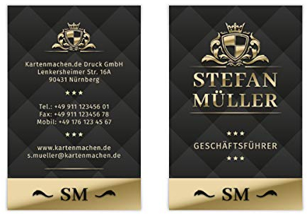 100 x Visitenkarten individuell mit Ihrem Inhalt 300g/qm Papier 85 x 55 mm - VIP Wappen