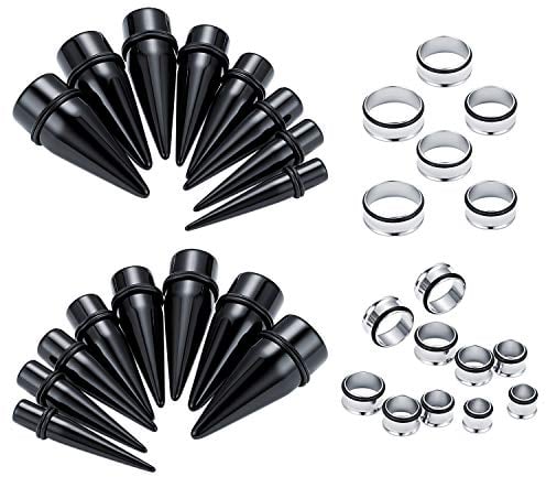 FECTAS 32stk Acryl Dehnstab Set Edelstahl Ohr Tunnel Expander 10-24mm Ohr Dehnung Piercing Schmuck