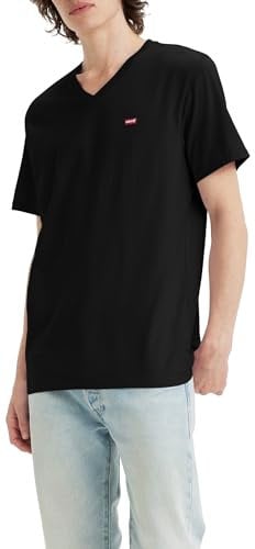 Levi's Men's Original Housemark V-Neck T-Shirt, Mineral Black, S