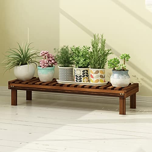Pflanzenregale Garten Stufenhölzerner Blumenständer Balkongrünpflanzenständer Wohnzimmerblumentopfständer Gartendekorationsständer (Color : Brown, Size : 58x25x15cm)