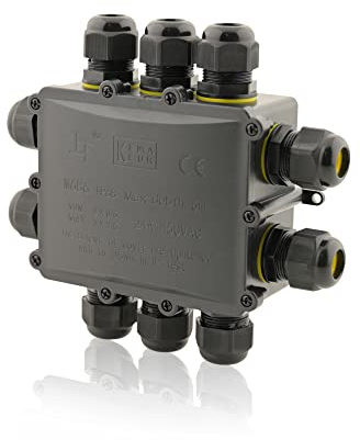 Intratec® Abzweigdose Wasserdicht [IP 68] Verschiedene Größen: 2-14 Öffnungen | Verteilerdose Wasserdicht | Verteilerdose Aufputz Schwarz | Verteilerdose Außen Wasserdicht | Abzweigkasten