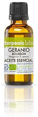 Terpenic Geranio Bourbon Bio | Aceites Esenciales Naturales | Para Humidificador Y Difusor, 100% Puro Y Natural, Propiedades Hemostáticas Y Astringentes, Repele Insectos | Aromaterapia Y Relajación