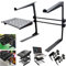 AxcessAbles Two-Tier Adjustable DJ Stand with Clamps | For DJ Controllers, Music Mixers, Laptops up to 20lbs.| DJ Controller Stand Compatible with DDJ-REV1, DDJ-FLX4 | DJ Laptop Stand (LTS-03 Black)