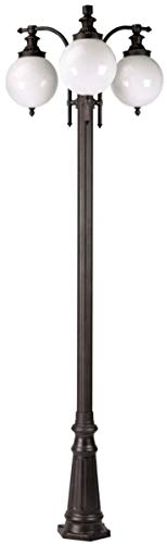 Casa Padrino Jugendstil Gartenlaterne Anthrazit/Weiß 80 x 80 x H. 238 cm - Elegante Außenstehleuchte aus hochwertigem Aluminium und kugelförmigen Acryl Lampenschirmen - Garten Deko Accessoires