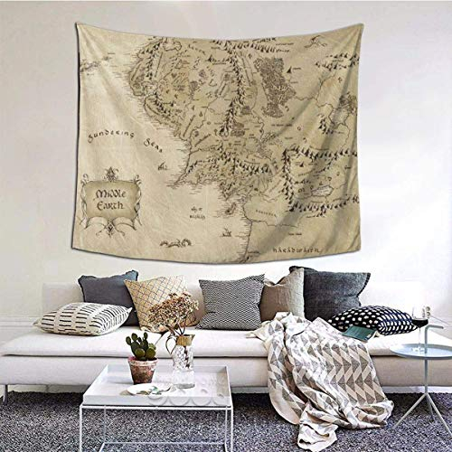 shibeili Mittelerde Karte Leichte robuste Wandteppich Wandbehang Wandteppich Wanddecke Wohnkultur für Wohnheim Wohnzimmer Schlafzimmer, 60 'x 40'