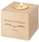 Holz-Teelichthalter mit Gravur - Romantisches Geschenk - Individuelle Geschenkidee - Kerzenständer Windlicht - personalisiertes Hochzeitsgeschenk - Motiv Blätter