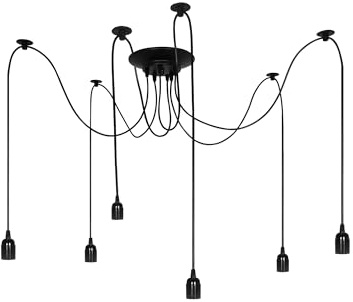 EDO Pendelleuchte ARANEA 6, 6-flammige Hängelampe Retro Spinne Lampen, LED Deckenleuchte, Deckenlampe LED für Wohnzimmer, Esstisch, Schlafzimmer, Spinnenleuchte, LED Lampe mit E27 Fassung, EDO777189