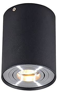 QAZQA - Modern Smarter AufbauSpot I Spotlight I Deckenspot I Deckenstrahler I Strahler I Lampe I Leuchte schwarz mit Stahl I Silber I nickel matt inkl. WiFi GU10 - Rondoo up Dimmer I Dimmbar I Wohnzim