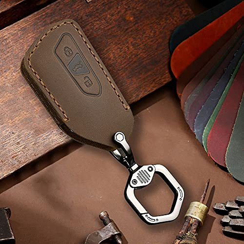 ontto Autoschlüssel Hülle Cover Passt für VW ID.3 ID.4 Golf 8 Seat Leon MK 4 Tarraco Ateca Skoda Octavia 2020-2021 Leder Schlüsselhülle Schlüsselbox Schlüsselanhänger Schlüssel Schutz Etui-Braun