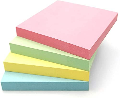 Sticky Notes 76 x 76 mm Self Stick On Notes and Reminders Self Adhesive Memo Pad | 400 Notes/Pack (Assorted Pastel)