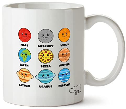 Hippowarehouse Pizza Space Planet Printed Mug Various Colour Options Ceramic Cup Kitchenware 10oz