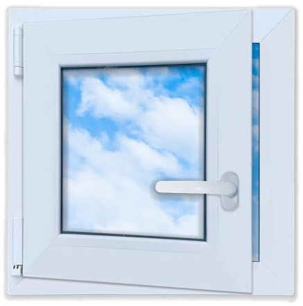 LORAC | Kunststofffenster weiß 500x500mm, 50x50cm, PCV, DIN Links, kippbar & ausstellbar, 2-fach Verglasung, energiesparend – Fenster mit CE-Zertifikat für Keller und Wohnung